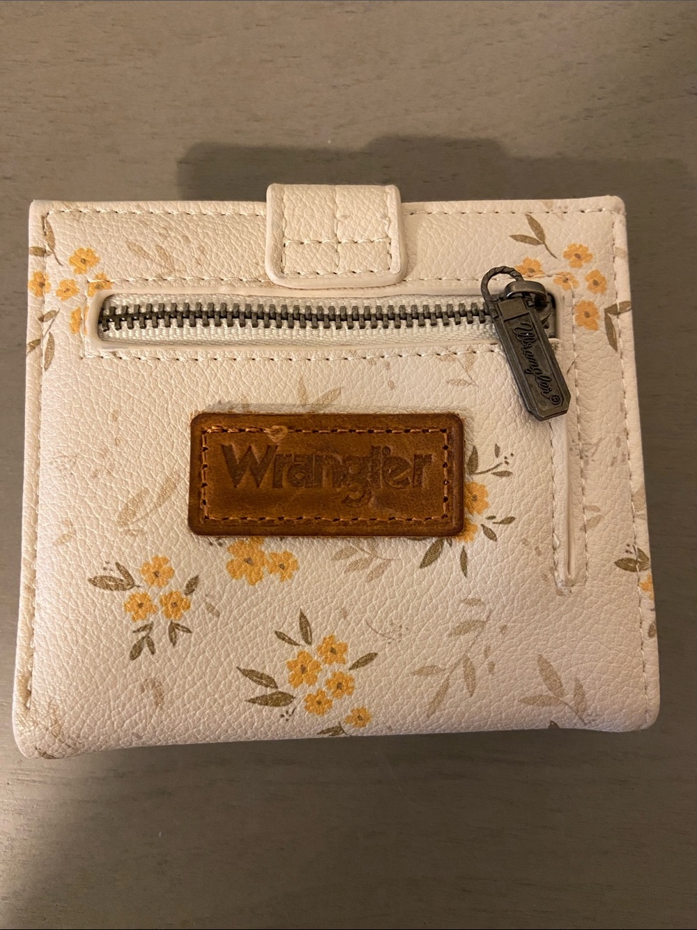 Wrangler White Floral Compact Wallet with Yellow Accents